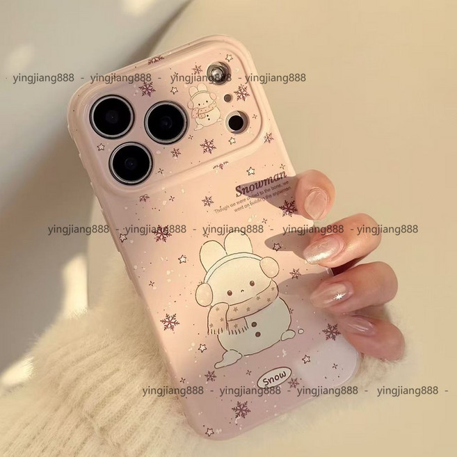 圍巾雪兔愛心防摔手機殼 適用iPhone