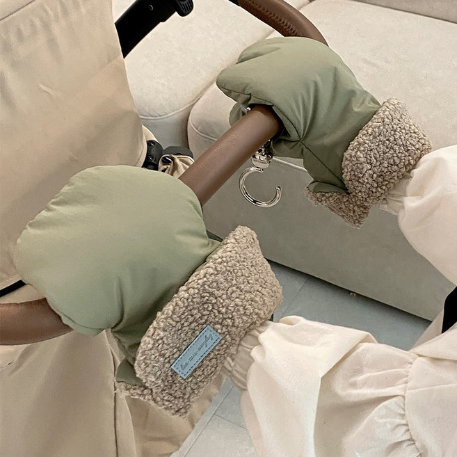 마롤로뜨 유모차 겨울 방한장갑 패딩 핸드머프, 카키, 1개