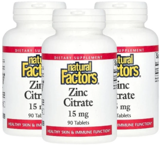 내추럴팩터스 아연 징크 시트레이트 15mg 90정 3개 시트르산 Zinc - 쿠팡