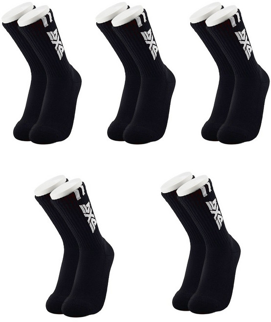 PXG 골프 장목 양말, 5개, 블랙