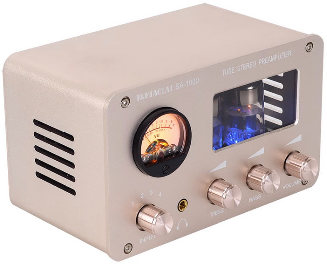 PJ.MIAOLAI SA-1000 真空管 HiFi 立體聲前級擴大機，支援4組輸入/2組輸出, 玫瑰金, 前級擴大機