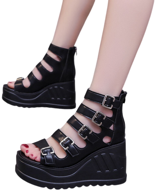 여성용 펀칭 부츠 키높이 하이탑 로마슈즈 송편 속굽 샌들 10CM Women's Sandals 뉴타임즈 Y624R969