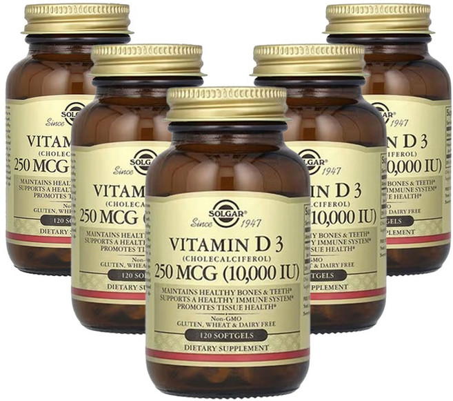 솔가 비타민D3 10 000IU 콜레칼시페롤 함유 120소프트젤, 120정, 5개