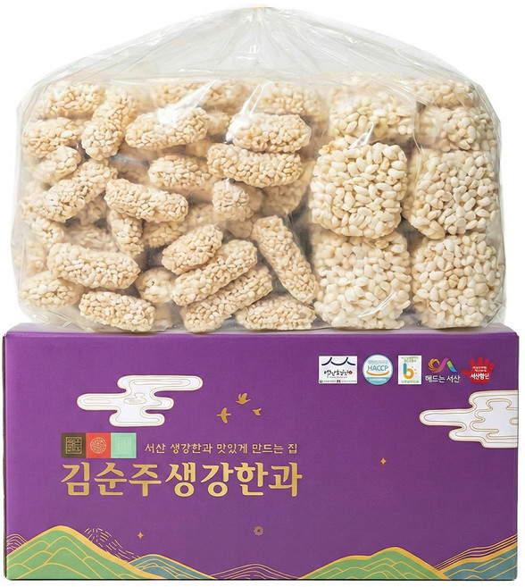 스마일청년 서산생강한과 김순주 대용량 벌크 보자기 한과선물세트 유과 산자, 1박스, 1.8kg