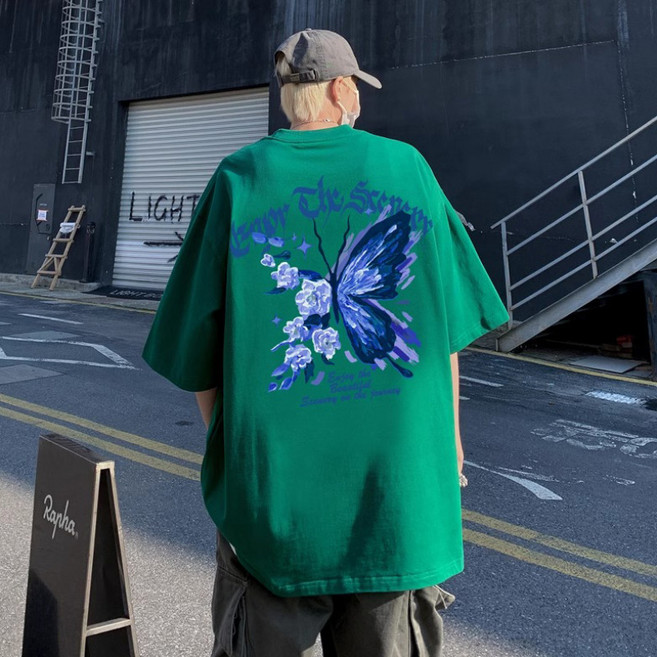 美式復古印花寬鬆純棉短袖T恤