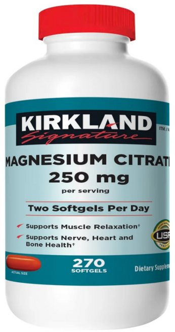 미국 코스트코 커클랜드 마그네슘 시트레이트 250mg 270 소프트젤, 135회분, 1개