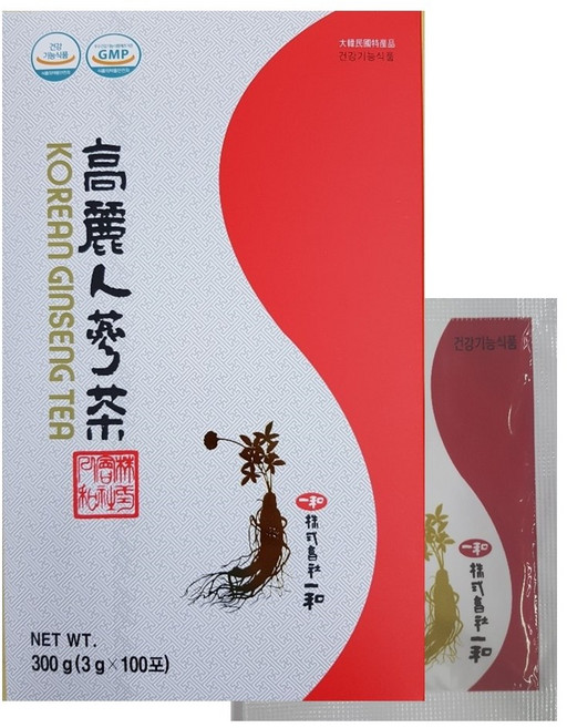 일화 고려 인삼차 과립 가루 인삼농축액 국산 진세노사이드 Rg1 Rb1 합 10mgg 면역력 피로 도움 건강기능식품 식약처인증 3gx100포, 1박스