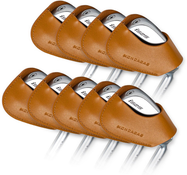 NEW아이언커버 몽카바 천연소가죽 골프채커버 헤드 웨지 커버 1세트(9개), 탄9개