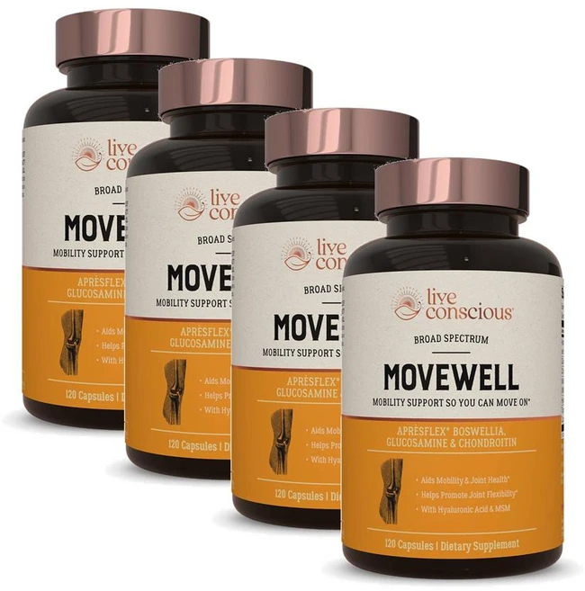 라이브 컨셔스 무브웰 글루코사민 콘드로이틴 MSM 히알루론산 캡슐 Live Conscious Movewell, 4개, 120정 - 쿠팡