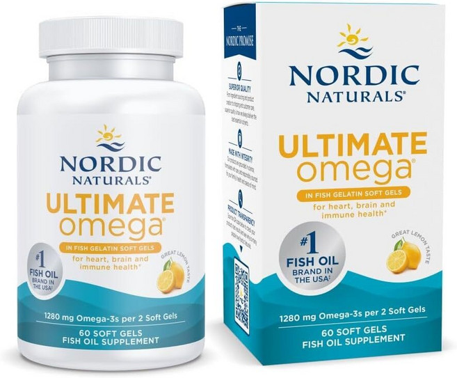 Nordic Naturals 노르딕내추럴스 얼티밋 오메가 피쉬젤라틴 1280mg 고함량 100프로 어피 60캡슐, 1정, 1개