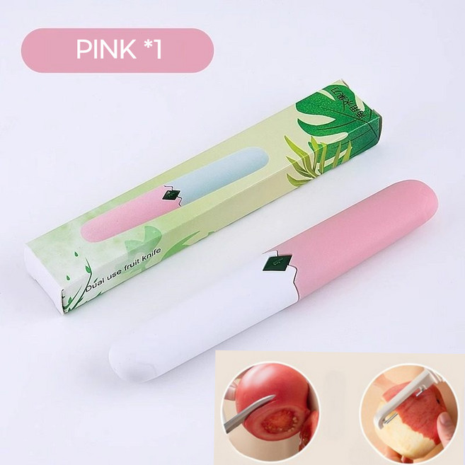 일상쏙 2in1 과일칼 겸용 필러 만능 채칼 야채 필러 과도 주방용 조리도구(주방 필수 소도구), 핑크*1