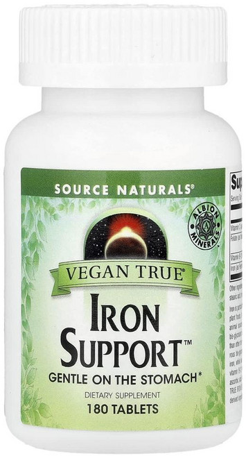 소스 내추럴스 비건 트루 아이언 서포트 Source Naturals Vegan True Iron Support 180정, 1개