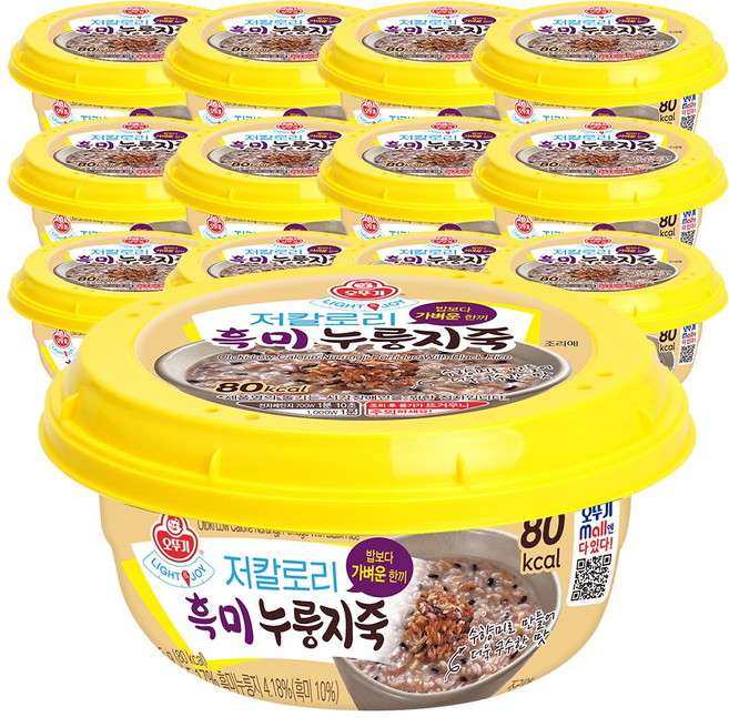 오뚜기 LIGHT&JOY 저칼로리흑미누룽지죽 215g 12개