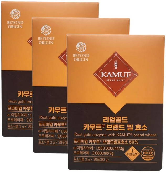 리얼골드 카무트 브랜드 밀 효소, 3개, 90g