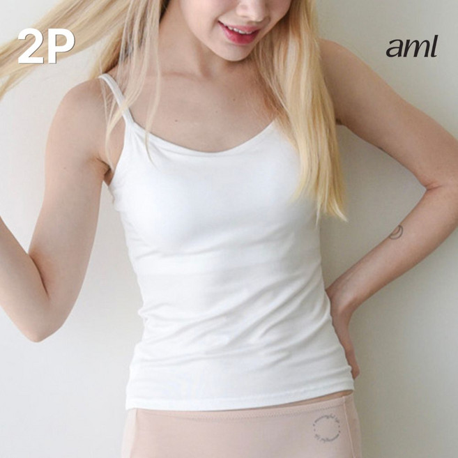에이엠엘 모달 캡내장 브라탑 2장 세트 끈조절 여자 캡나시 일체형 캐미솔