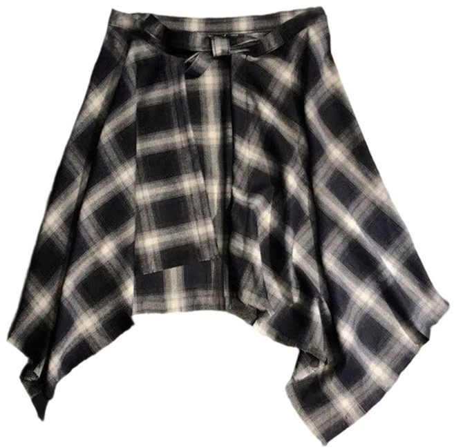 여성용 체크 셔츠 익스텐더 남성용 레이어드 페이크 탑 하부 스윕 셔츠 하프 길이 스커트 언더스커트