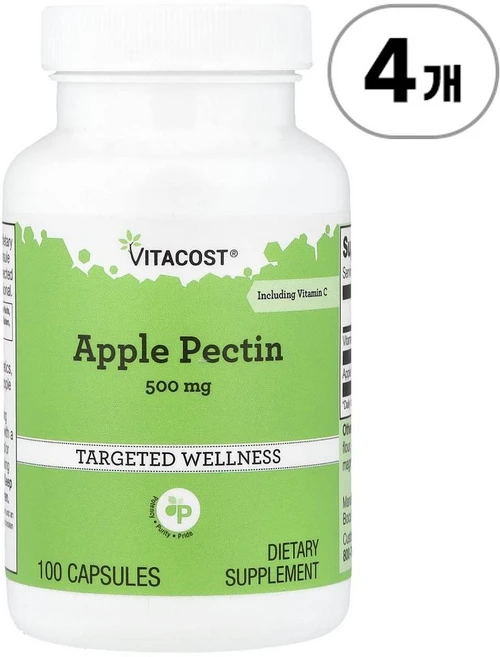 비타코스트 애플 펙틴 비타민 C 함유 Vitacost Apple Pectin Including Vitamin C 100정, 4개 - 쿠팡
