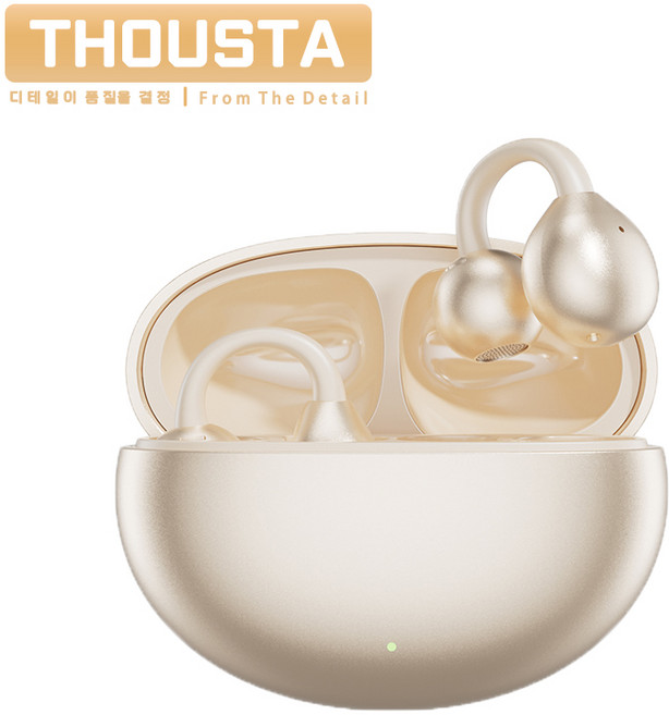 THOUSTA 고음질 HiFi 노이즈캔슬링 오픈형 블루투스 V5.4 이어폰 귀걸이형, 스킨