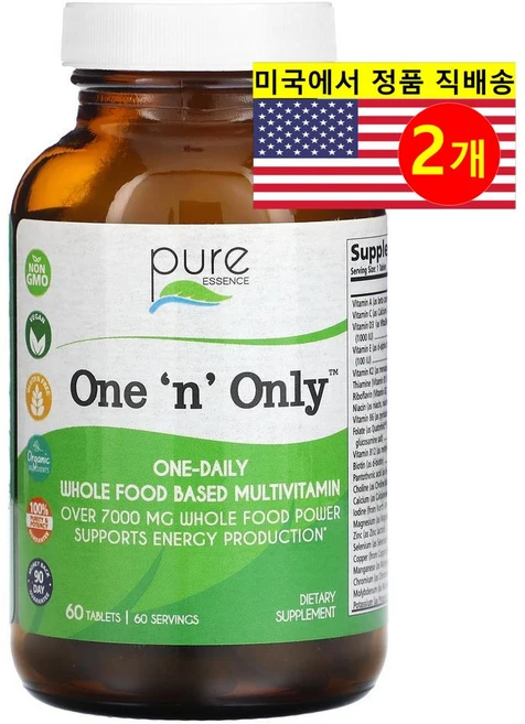 Pure Essence 원 앤 온리 멀티비타민 One 'n' Only Multivitamin, 2개, 60정 - 쿠팡