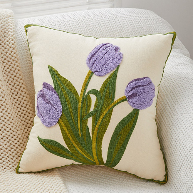 827플라워자수 쿠션커버 캔버스원단