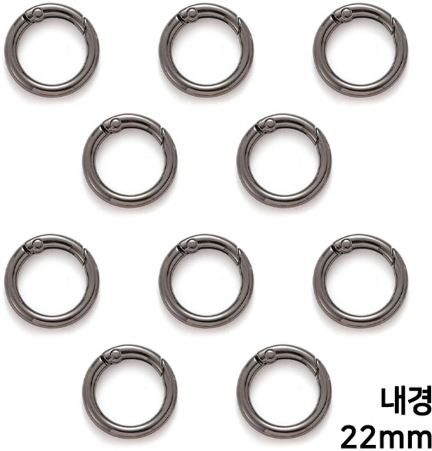 [목화상회] 변색 없는 원터치 오링 키링[10개입], 건블랙-내경22mm(외경30mm)