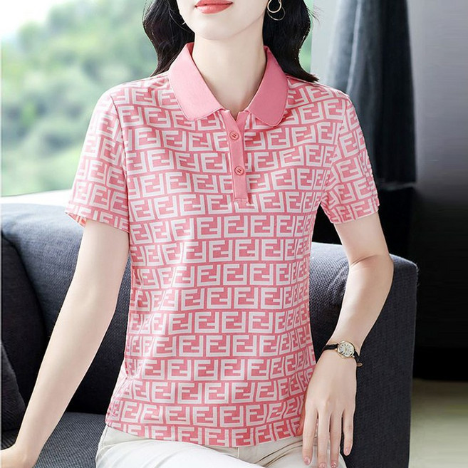 NEW 예쁜 여성 골프 폴로 티셔츠 카라 반팔 여름 루즈핏 쿨링티셔츠 여자 티셔츠프린팅 풀오버 골프 상의 컴포트 원단