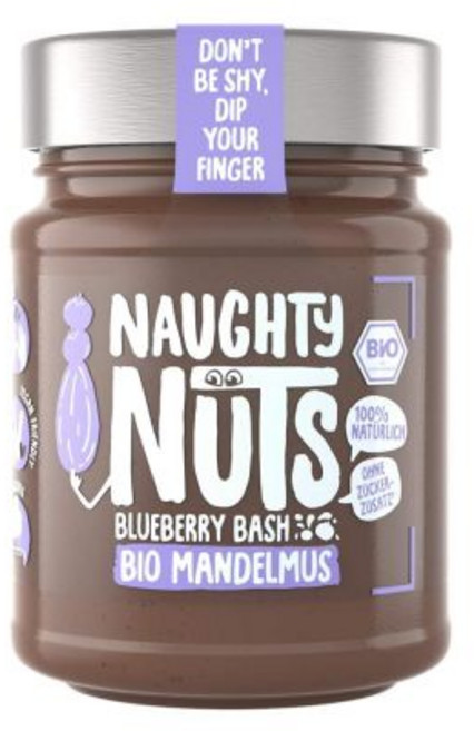 Naughty Nuts 노티 너츠 유기농 아몬드 버터 시나몬 롤 | 아몬드와 함유 100 자연산 및 비건 팜유와 설탕 무첨가 시리얼 토핑으로 이상적 250g, 1 stück (1er Pack), almond puree blueberry bash