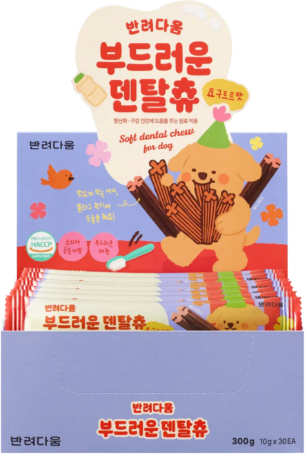 반려다움 부드러운 강아지 덴탈껌 대용량 덴탈츄, 1개, 300g, 요구르트