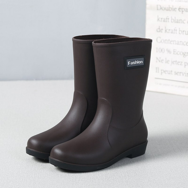 TIMEPURE 여성용 미들 레인부츠 패션 일식 스타일 방수 미끄럼방지 고무신 주방 작업화 신발