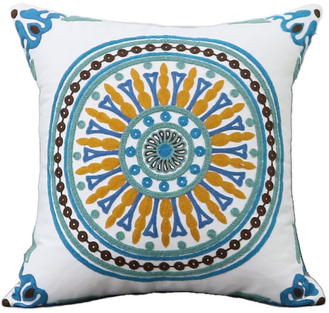 북유럽 인테리어 사각 쇼파 자수 쿠션 커버 솜포함 세트, 쿠션세트(쿠션커버+솜)-써클블루(3-1)