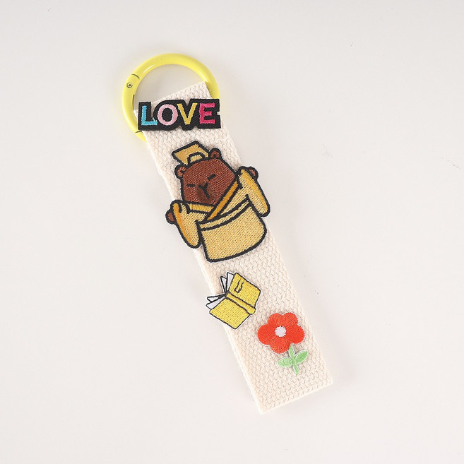 완제품 와펜 스트랩 키링 단체 선물 가방 꾸미기 귀여운 디자인 왕고리, 1개, 카피바라 옐로우