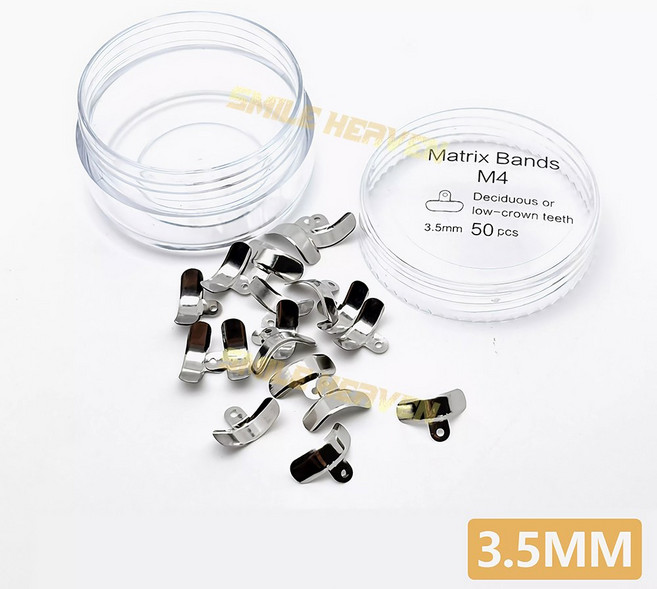 50개/상자 치과용 매트릭스 밴드 M4 단면 윤곽 클램프 링 4 크기, 3.5mm
