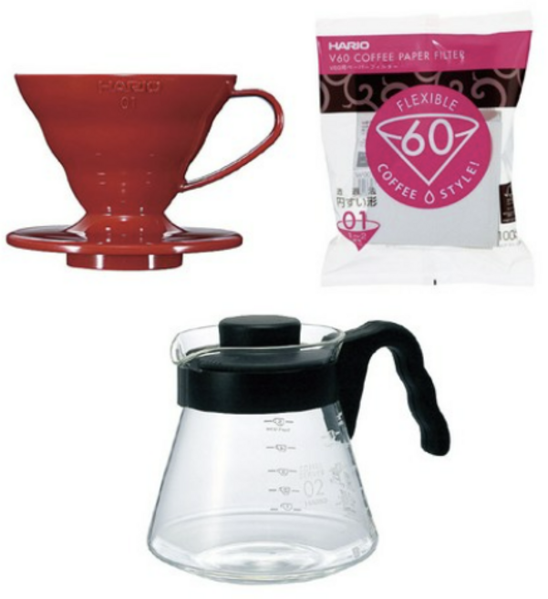 하리오 VCS 1~2인용 핸드드립세트, 혼합색상, 1세트