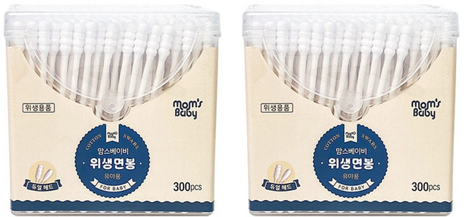 맘스베이비 유아용 위생면봉, 300개입, 2개