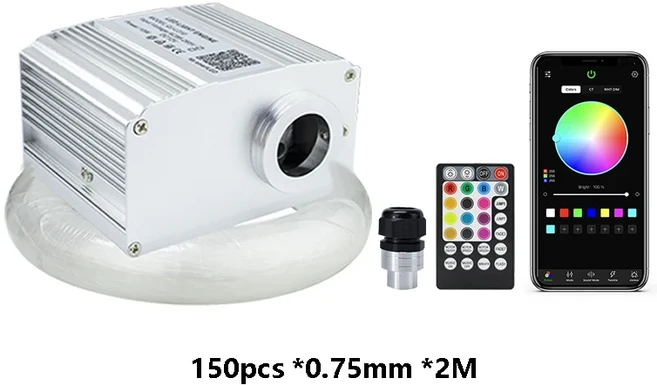 호환 반짝이는 자동차 별이 빛나는 하늘 광섬유 천장 조명 스마트 앱 사운드 제어 LED 엔진 램프 10W, 150pcs 0.75mm 2M, Car cigarette plug, 1개