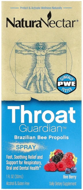 NaturaNectar NaturaNectar® Throat Guardian™ 브라질산 꿀벌 프로폴리스 스프레이 베리 맛 30ml(1fl oz) NaturaNectar, NaturaNectar, NaturaNectar®,, 30ml, 1개 - 쿠팡