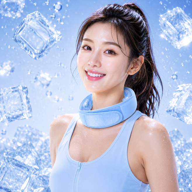 더 시원한 아이스실크 소재 아이스넥쿨러 부드러운 촉감 사이즈조절, 1개, 블루QKDNB003
