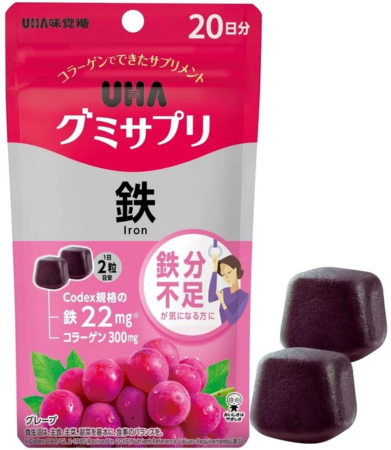 UHA 미카쿠토 구미 서플리 철분, 1개, 40정 - 쿠팡