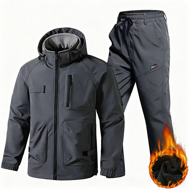 ANYOU 남자 겨울 방풍 방수 기모 보온 상하의 세트 아웃도어 방한복 따듯한 캐주얼 등산복