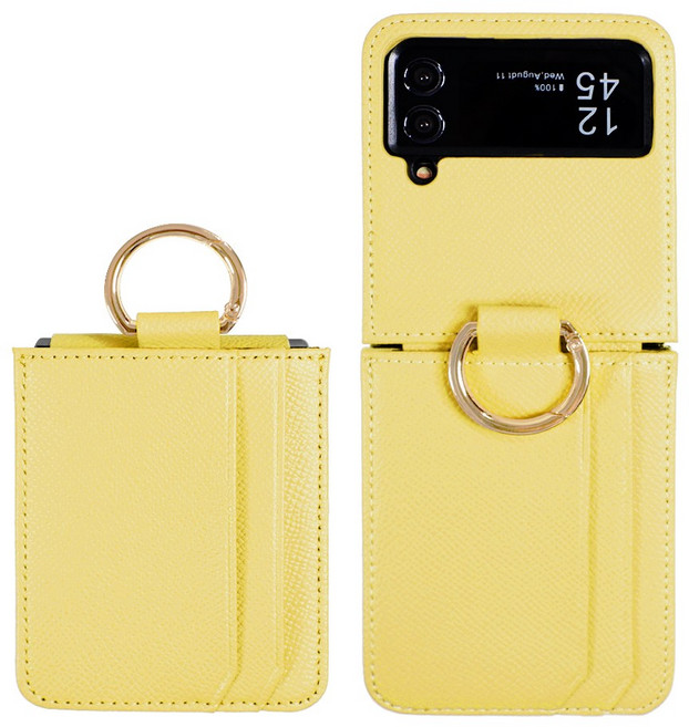 갤럭시 호환 Z플립3 4 가죽케이스 힌지보호 카드수납 지갑형