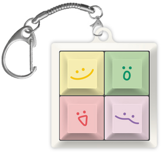 미소피아 청축 키캡 키링 4구 기계식 키보드 키캡 열쇠고리 캐릭터, 1개, 말랑말랑