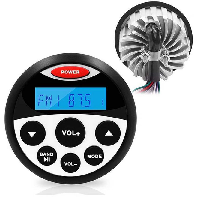 선박용 오디오 스피커 보트 라디오 방수 블루투스, 상세페이지 참고, 블랙