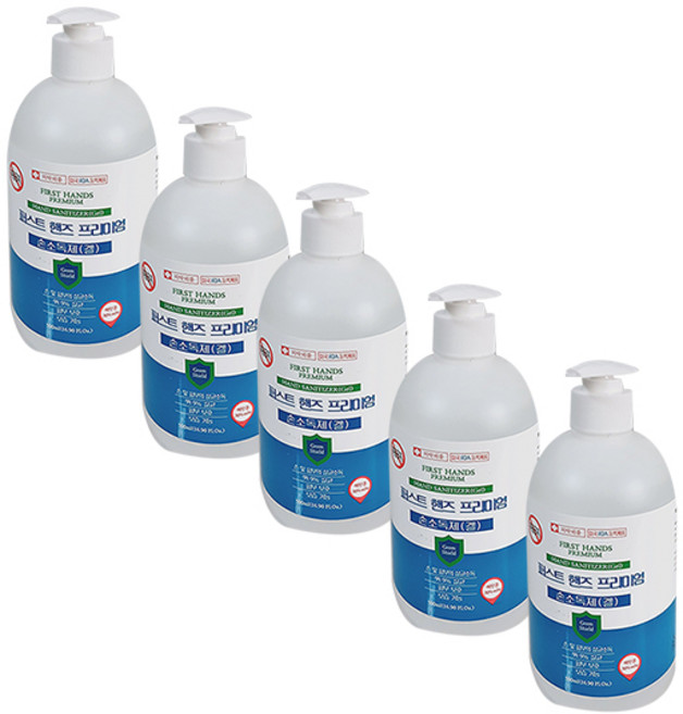 퍼스트핸즈 프리미엄 손소독제 500ml 에탄올70%, 5개