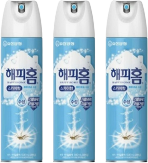 해피홈 에어로솔 수성 모기퇴치제 스카이향, 3개, 500ml