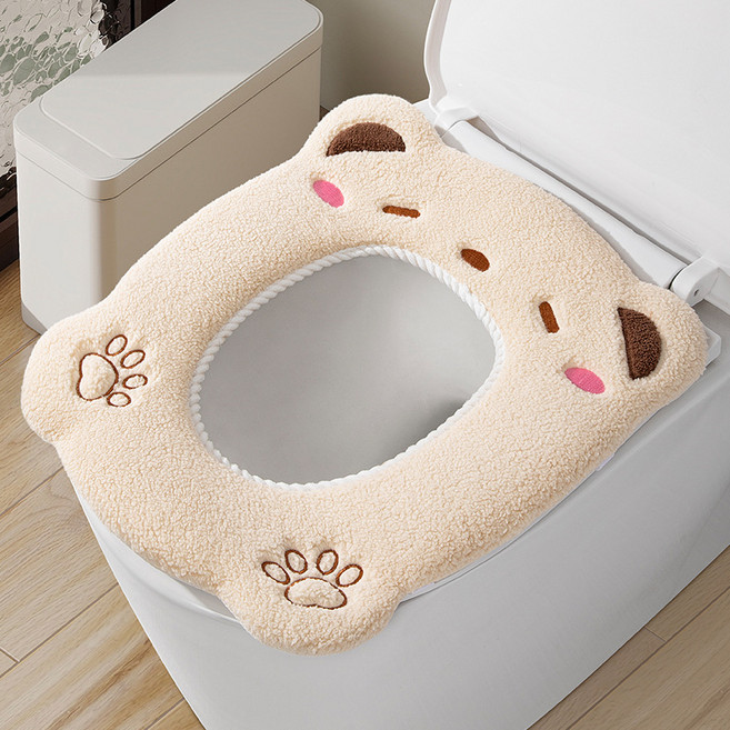 MISI 귀여운 곰돌이 보온 변기 커버 2P, 2개