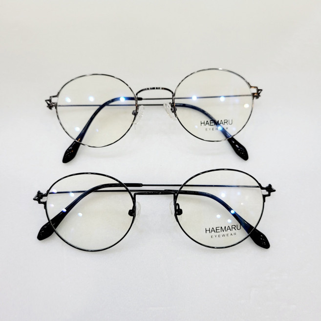 동그리안경 HAEMARU 5002 48/18 블랙 그레이 린더버그형 안경테