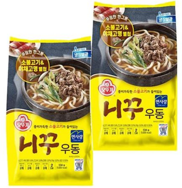 오뚜기 니꾸 우동(2인) 534g 2개, 단품