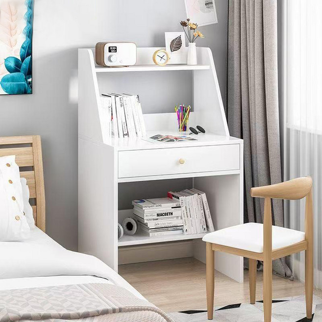 1인용컴퓨터책상 책꽂이 화이트 다용도 책상