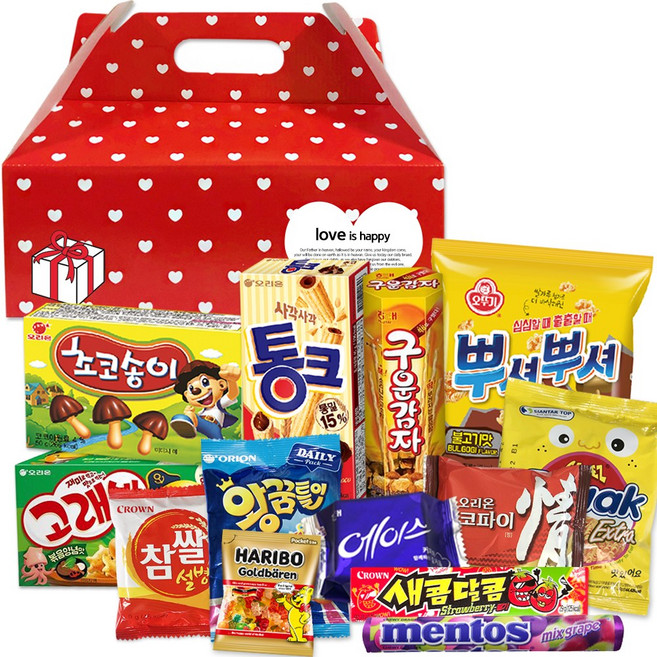 행복장바구니 과자세트 땡땡이손잡이세트B 13종 X 10개, 05.땡땡이손잡이세트B