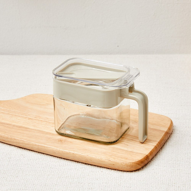 컬러키친 원터치오픈 유리 양념병 300ml 그레이 스푼포함 KC0724010, 1개